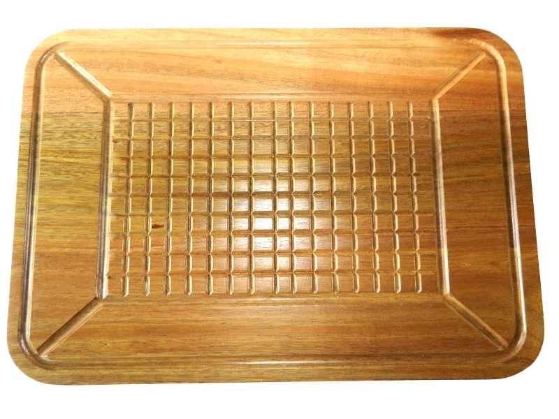 Top-tier Acacia Wood Carving Board with Grid Pattern and Juice Groove